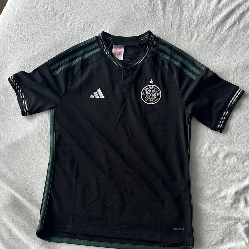 Adidas Kids Black and Green Soccer Jersey